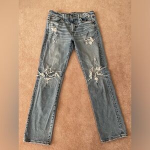 Mens American Eagle Distressed rips / Holes blue jeans 34x36 relaxed straight 👖